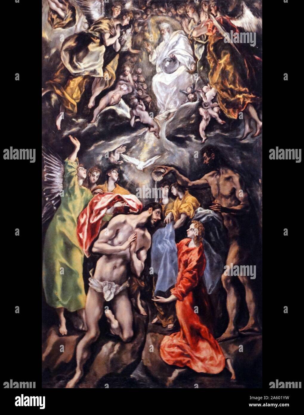 Gemälde "Verkündigung" die christliche Feier der Ankündigung durch den Engel Gabriel an die Jungfrau Maria zu begreifen und die Mutter von Jesus, der Sohn Gottes, Kennzeichnung seiner Inkarnation zu werden. Von El Greco Stockfoto