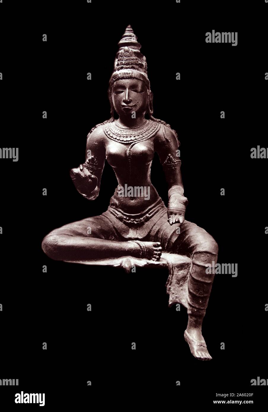 Uma-Bronze-Statue von Shiva sitzend, indischen 12. Jahrhundert Stockfoto