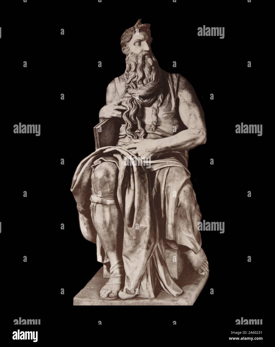 Der Moses (Italienisch: Mosè c. 1513 – 1515) ist eine Skulptur von der italienischen Hochrenaissance Künstler Michelangelo Buonarroti, untergebracht in der Kirche San Pietro in Vincoli in Rom. Beauftragte im Jahr 1505 von Papst Julius II. für sein Grab, Stockfoto