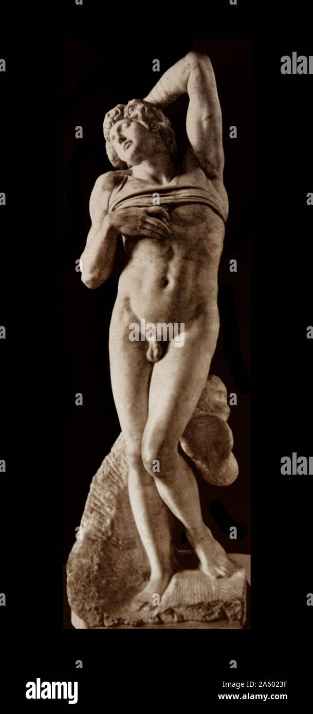 Der Sklave sterben ist eine Skulptur von der italienischen Renaissance-Künstlers Michelangelo. Erstellt zwischen 1513 und 1516, war es mit einer anderen Figur, den rebellischen Sklaven, am Grab des Papstes Julius II dienen Stockfoto