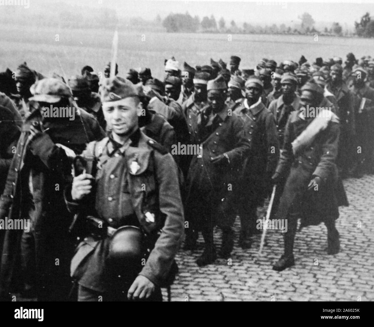 Französische afrikanische Kriegsgefangene, die deutsche Armee in Frankreich; Weltkrieg zwei 1940 Stockfoto