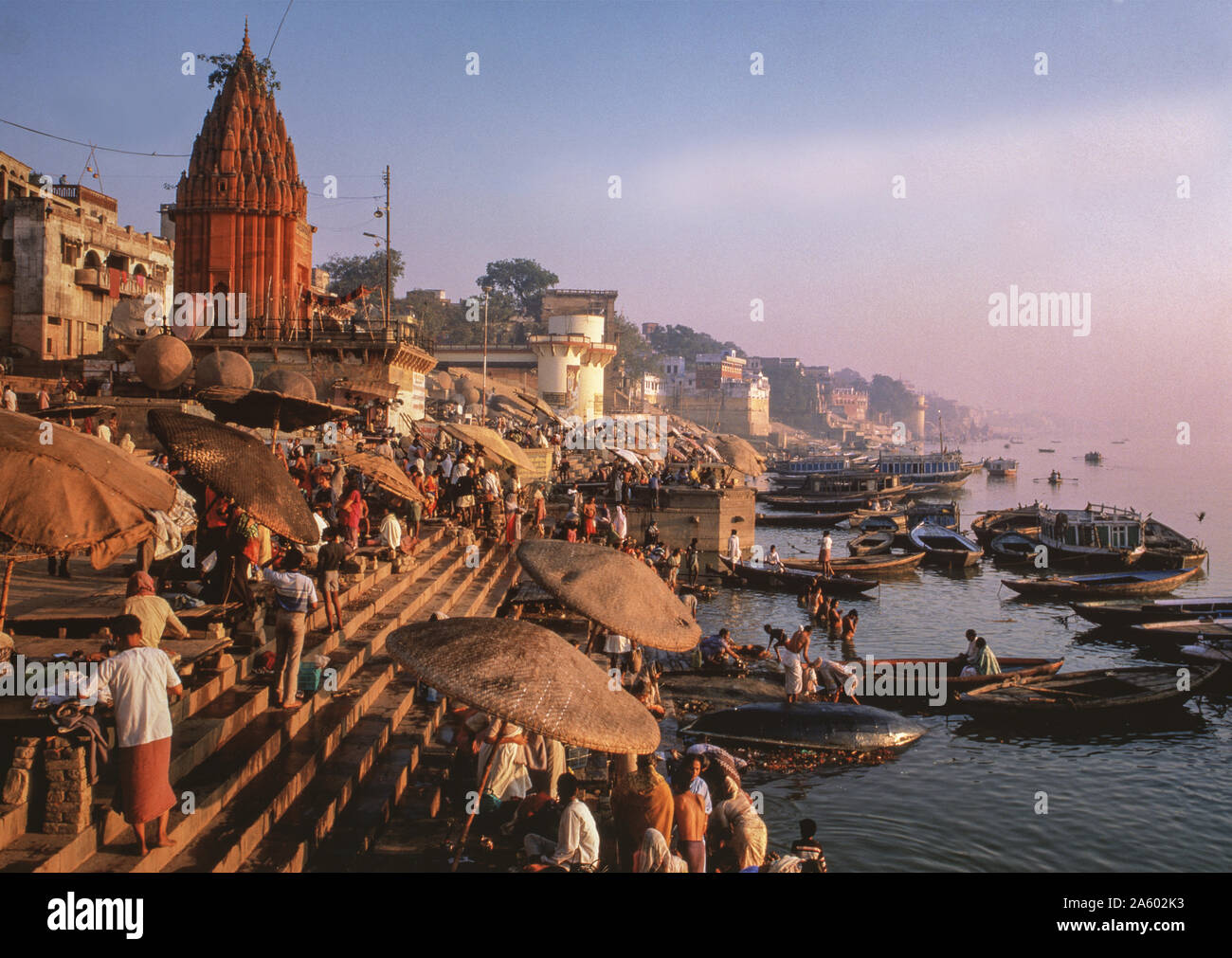 Varanasi, Indien; Dasaswamedh ghat Baden Stockfoto