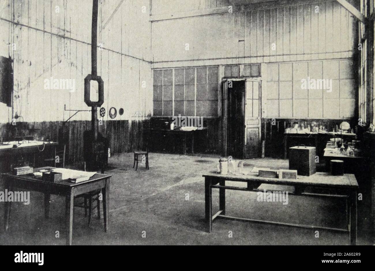 Das Innere des alten Labor Madame Curie in Paris, wo die wissenschaftlichen Experimente führten zur Entdeckung des Radiums vorgenommen wurden. Stockfoto