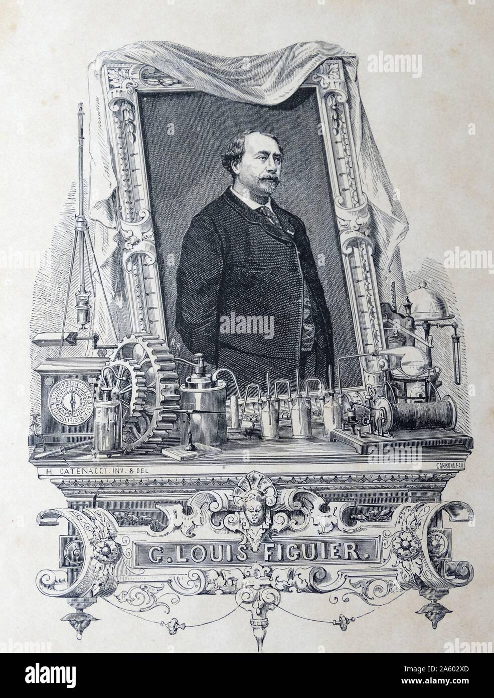 Louis FIGUIER - 1819-1894 französische Autor schrieb produktiv auf die moderne Wissenschaft, Technik, Industrie und Marine und militärischen Entwicklungen. Stockfoto