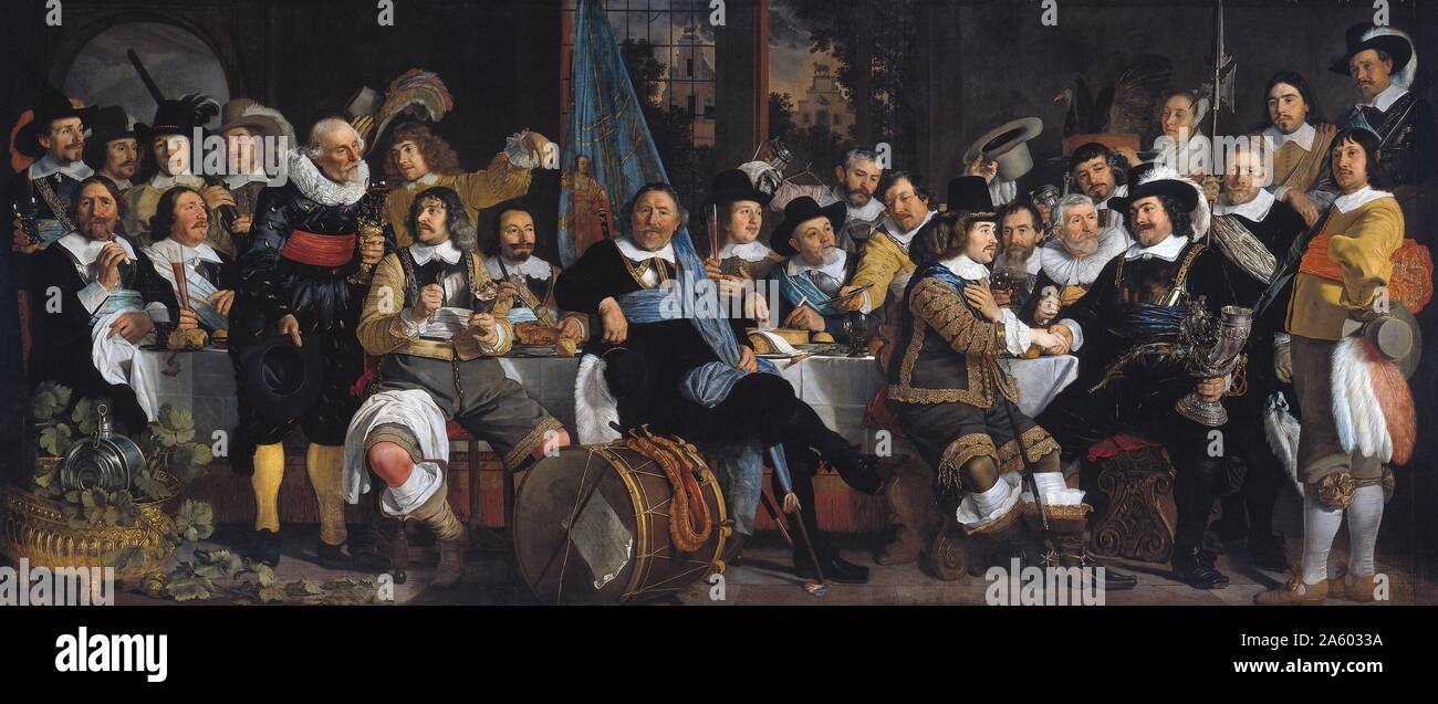 Amsterdam Bürger feiern den Frieden von Münster, 1648, Gemälde von Emanuel de Witte. Am 30. Januar 1648 der Krieg mit dem Vertrag von Munster zwischen Spanien und den Niederlanden beendet. In Münster am 15. Mai 1648 den Parteien ausgetauscht ratifiziert Kopien des Vertrags. Dieser Vertrag wurde Teil des europäischen Maßstab des "Westfälischen Friedens", die auch den Dreißigjährigen Krieg beendete. Im Vertrag, an die Macht der Balance in Westeuropa wurde der tatsächliche geopolitische Realität neu justiert. Stockfoto