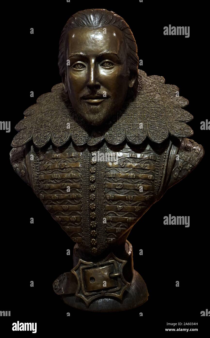 Die Methuen Shakespeare, eine Bronzeskulptur von William Shakespeare von Judy Methuen. Datierte 2014 Stockfoto