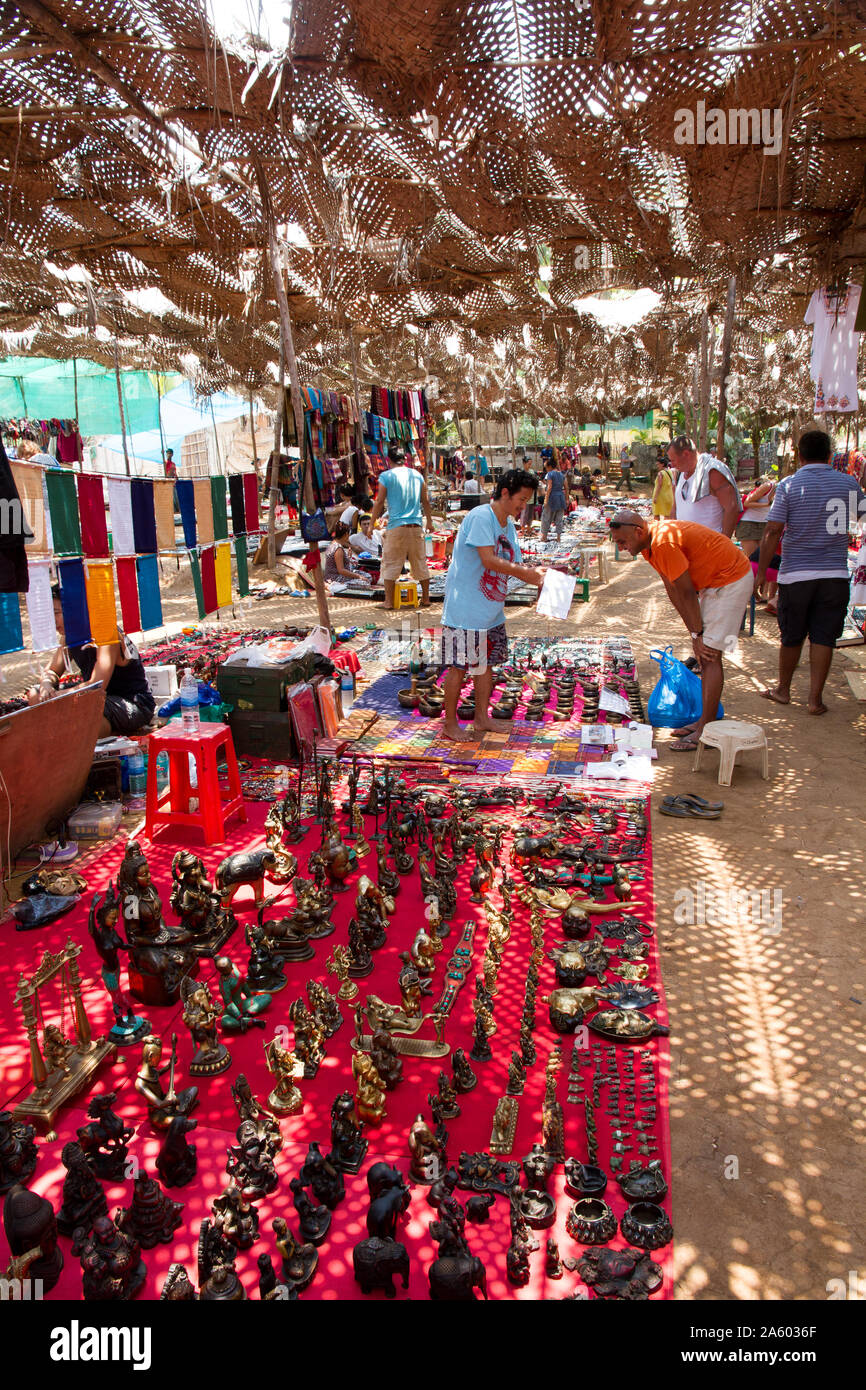 Anjuna, Goa; Flohmarkt Stockfoto