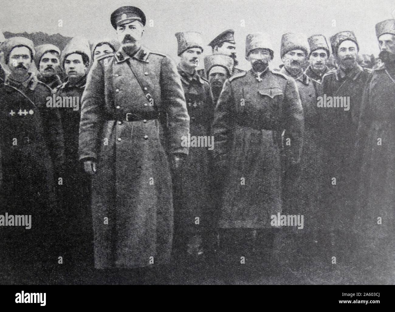 Fotodruck von Lawr Georgiyevich Kornilov (1870-1918) eine militärische Geheimdienst-Offizier, Explorer und General in der kaiserlich russischen Armee während Erster Weltkrieg und die darauf folgenden russischen Bürgerkrieg. Vom 20. Jahrhundert Stockfoto