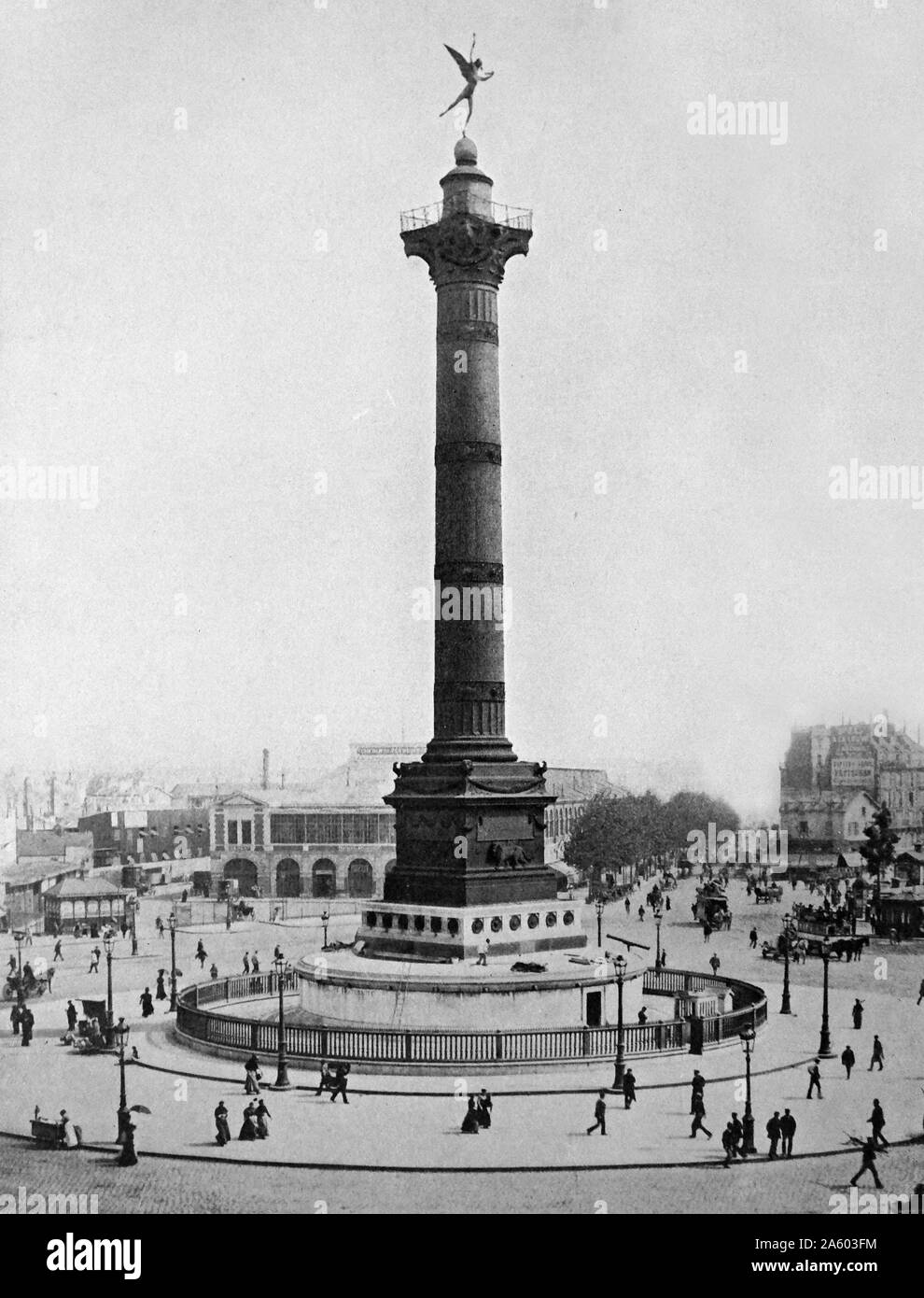 Fotodruck von The Juli Spalte, auf der Place De La Bastille in Paris errichtet. Vom 19. Jahrhundert Stockfoto