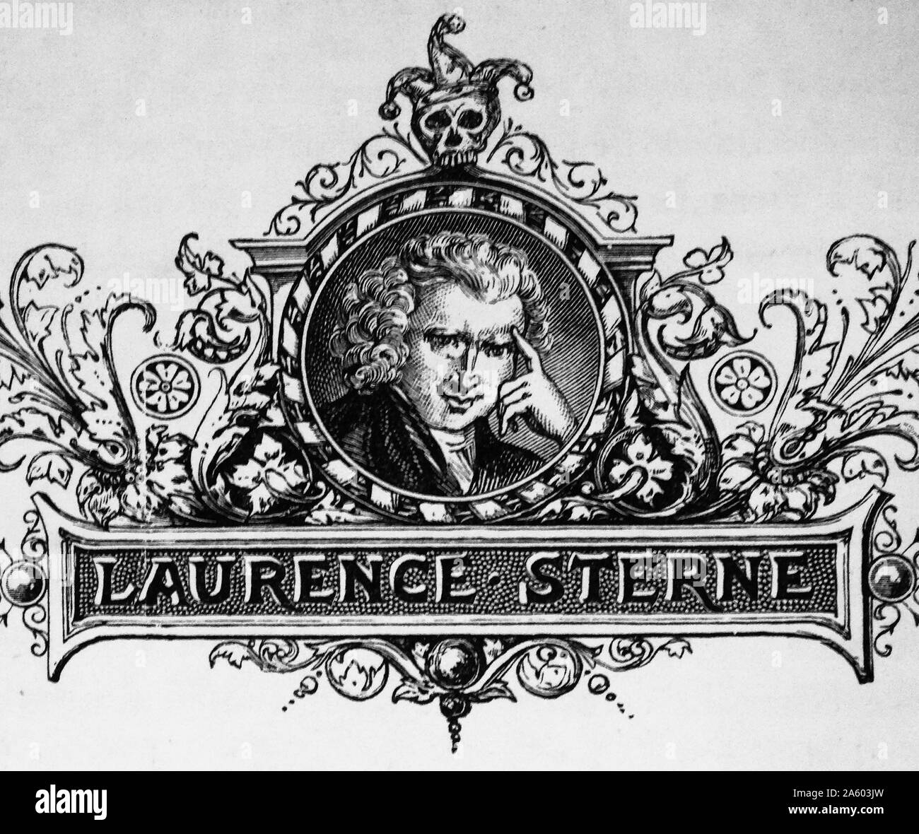 Gravierte Porträt Laurence Sterne (1713-1768), ein Anglo-Irischer Schriftsteller und ein anglikanischer Geistlicher. Vom 18. Jahrhundert Stockfoto