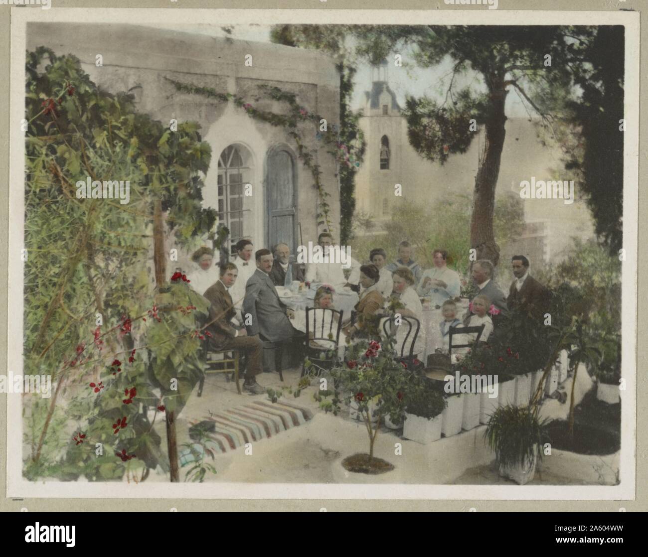 das Sammeln der amerikanischen Missionare in der amerikanischen Kolonie in Jerusalem; Palästina Stockfoto