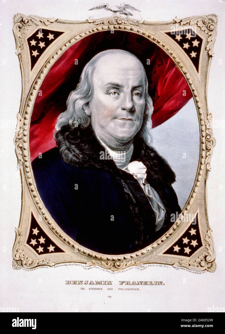 Benjamin Franklin: Der Staatsmann und Philosoph. Franklin war einer der Gründerväter der Vereinigten Staaten und in vielerlei Hinsicht war "der erste Amerikaner". Stockfoto