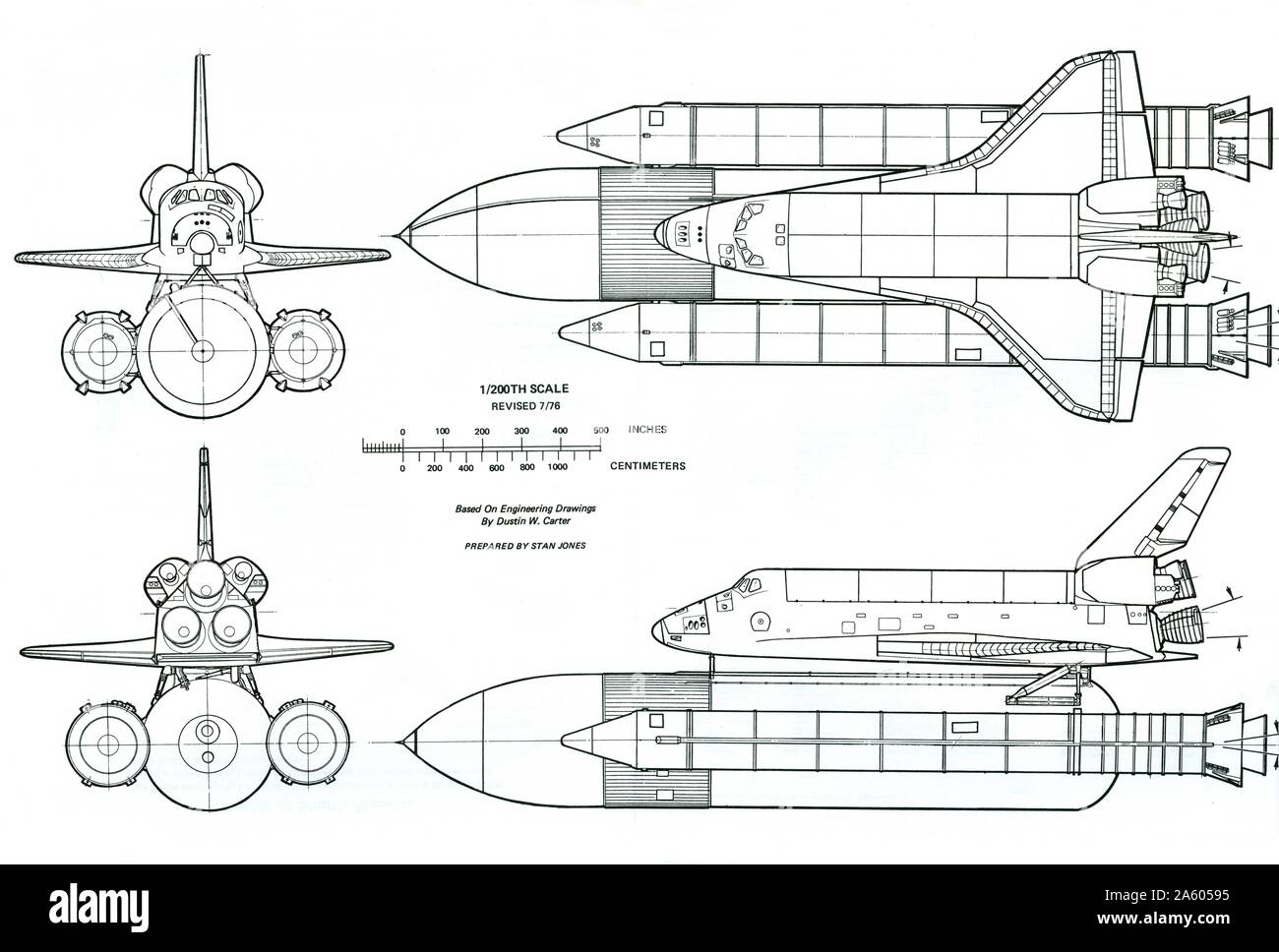 Schema des amerikanischen Space Shuttle und Raumfahrzeuge System betrieben von 1981 bis 2011 von der NASA. Stockfoto