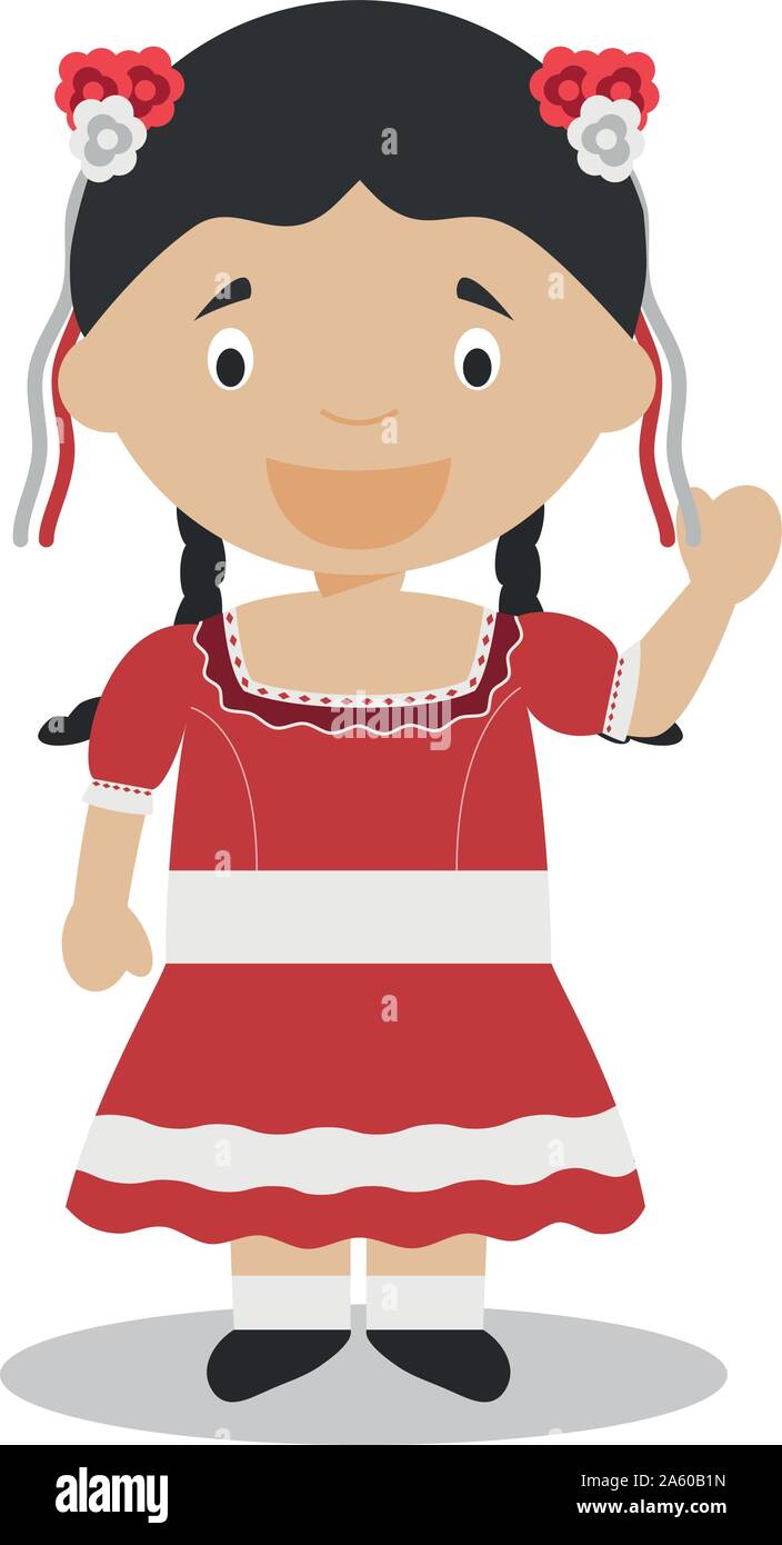 Charakter aus Chile gekleidet in der traditionellen Weise Vector Illustration. Kinder der Welt Sammlung. Stock Vektor