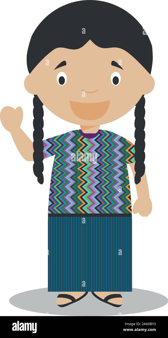 Charakter aus Guatemala gekleidet in der traditionellen Weise Vector Illustration. Kinder der Welt Sammlung. Stock Vektor