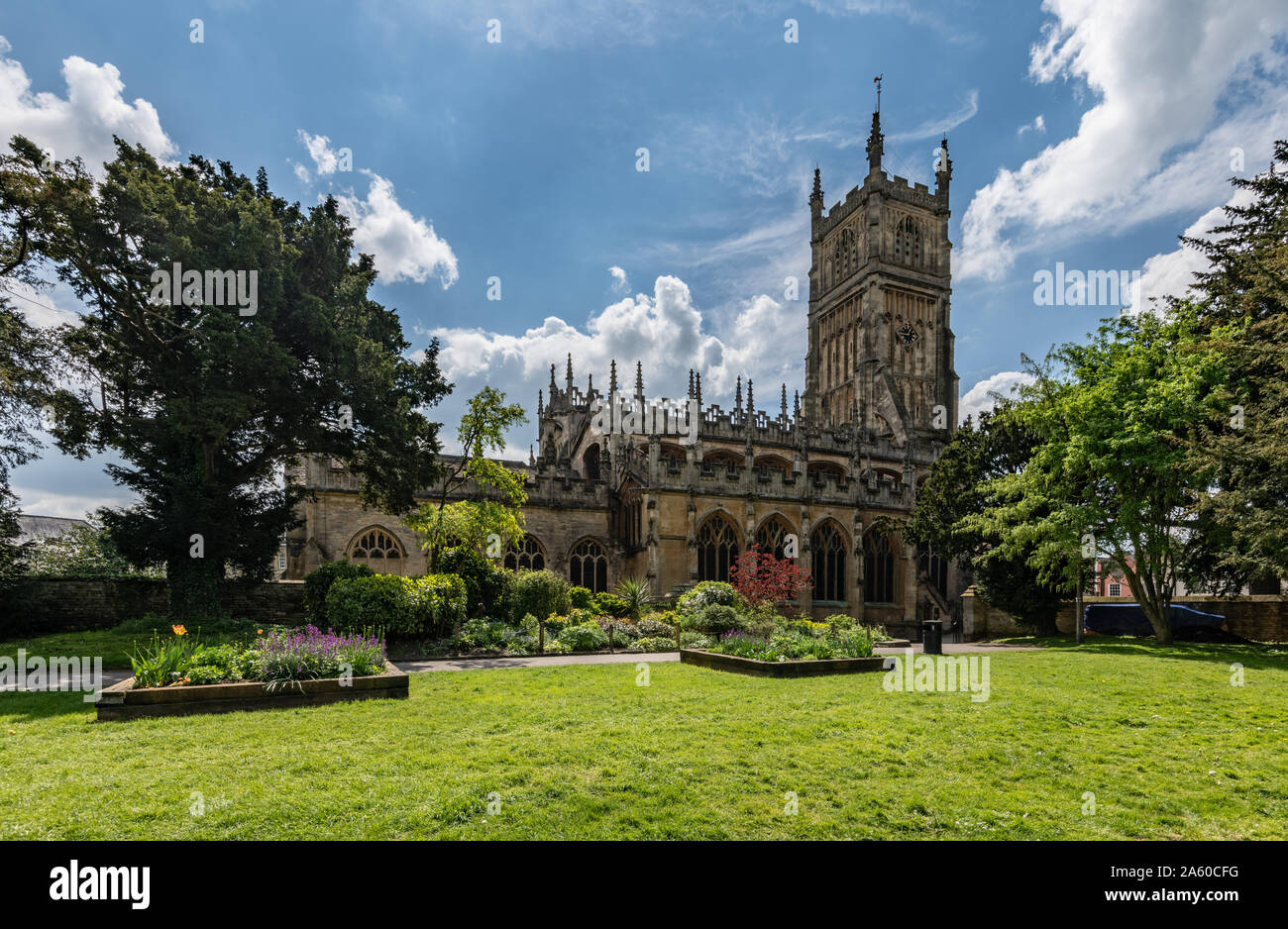 Blick auf die Pfarrkirche in Cirencester in den Cotswolds in England. Abgeordnete Kapital im römischen Britannien genannt Corinium Stockfoto