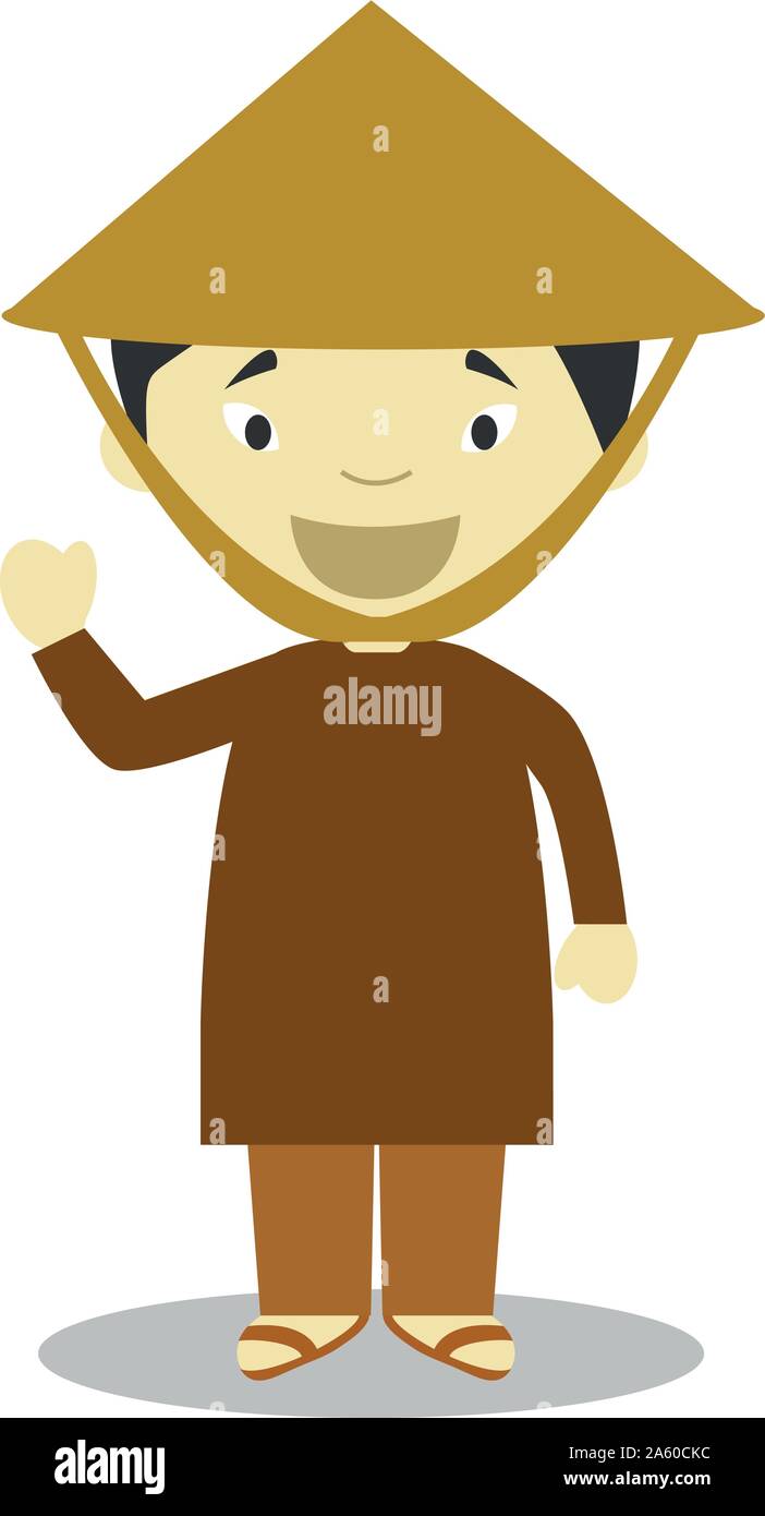 Charakter aus Vietnam gekleidet in der traditionellen Weise Vector Illustration. Kinder der Welt Sammlung. Stock Vektor