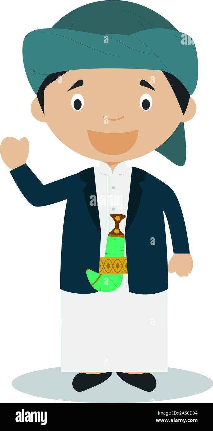Zeichen aus dem Jemen gekleidet in der traditionellen Weise Vector Illustration. Kinder der Welt Sammlung. Stock Vektor