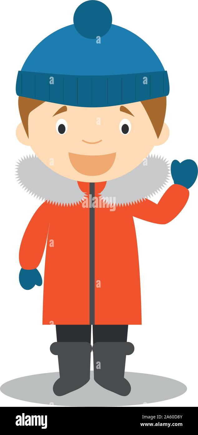 Charakter von Südpol, Arktis oder Antarktis gekleidet in der traditionellen Weise Vector Illustration. Kinder der Welt Sammlung. Stock Vektor