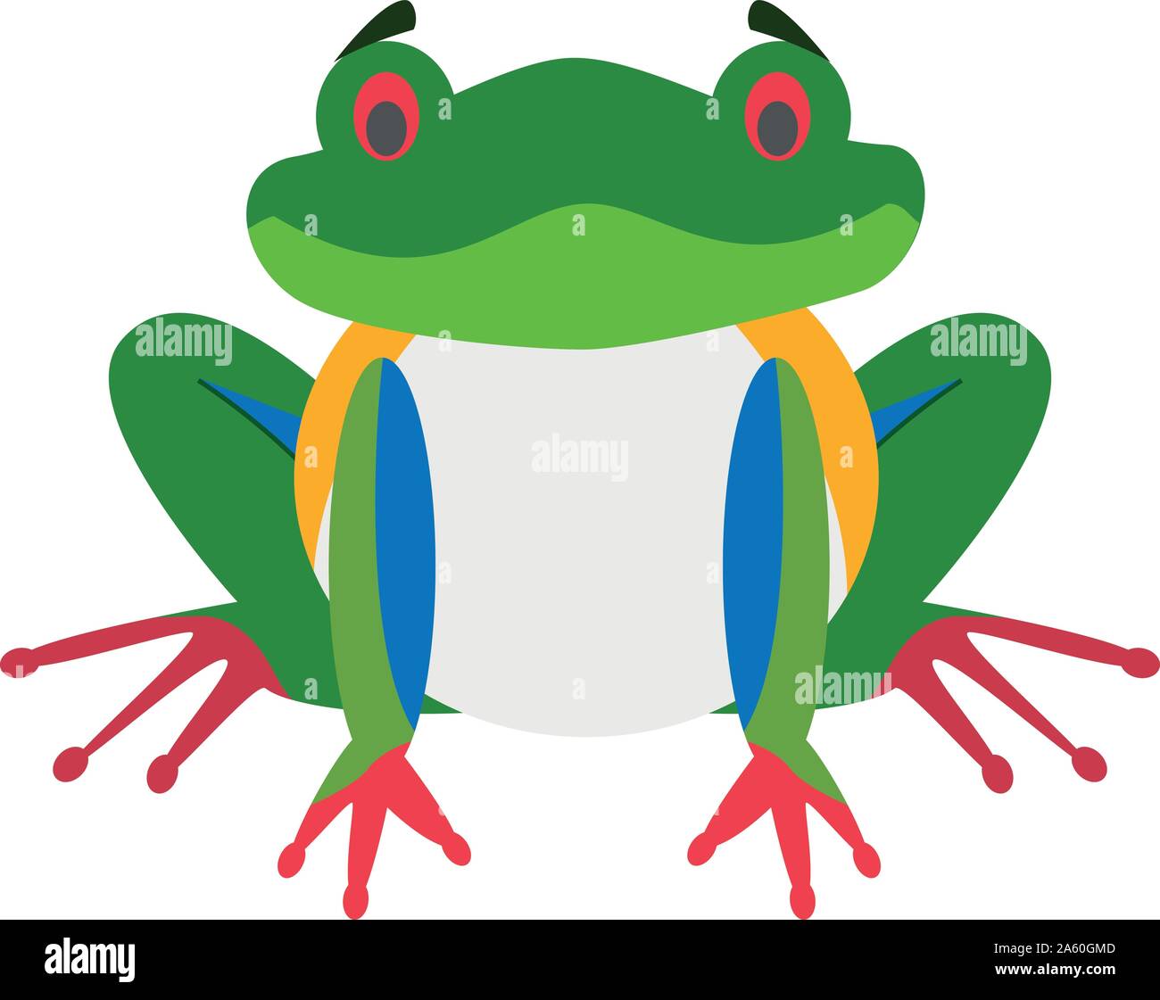 Cute cartoon red-legged frog Vector Illustration Stock Vektor