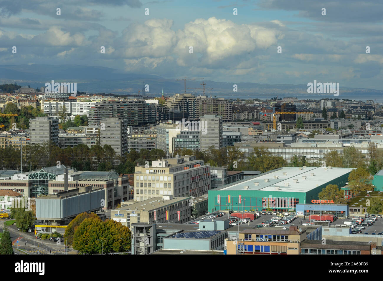 Genf, Schweiz - 29 April 2013: die moderne Skyline Genf in der Schweiz Stockfoto