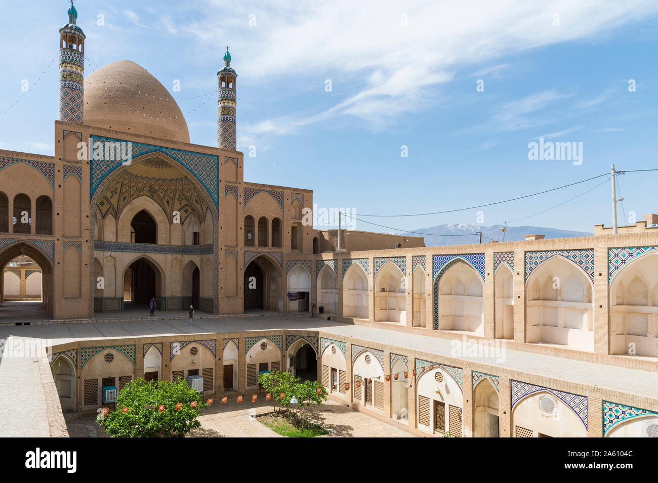 Agha Bozorg Moschee, Innenhof, Kashan, Isfahan Provinz, Islamische Republik Iran, Naher Osten Stockfoto