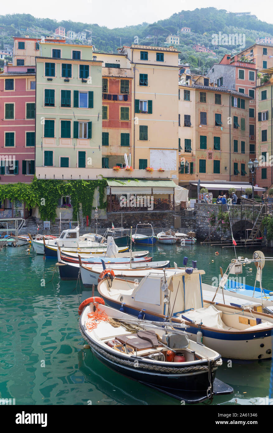 Camogli Fischereihafen, Camogli, Riviera di Levante, Ligurien, Italien, Europa Stockfoto
