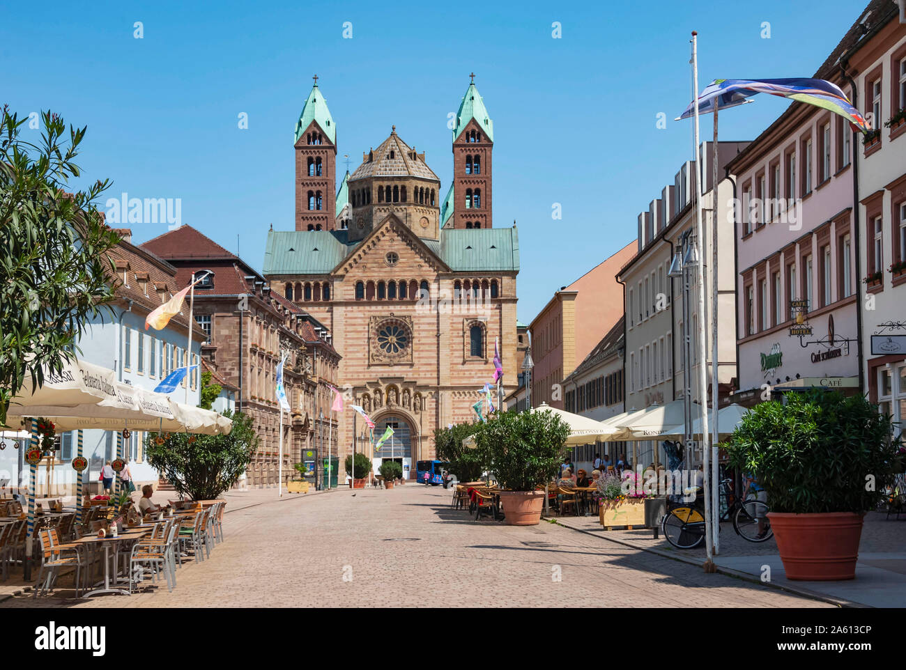 Das 11. Jahrhundert romanische Dom, Domplatz, Speyer, Rheinland-Pfalz, Deutschland, Europa Stockfoto