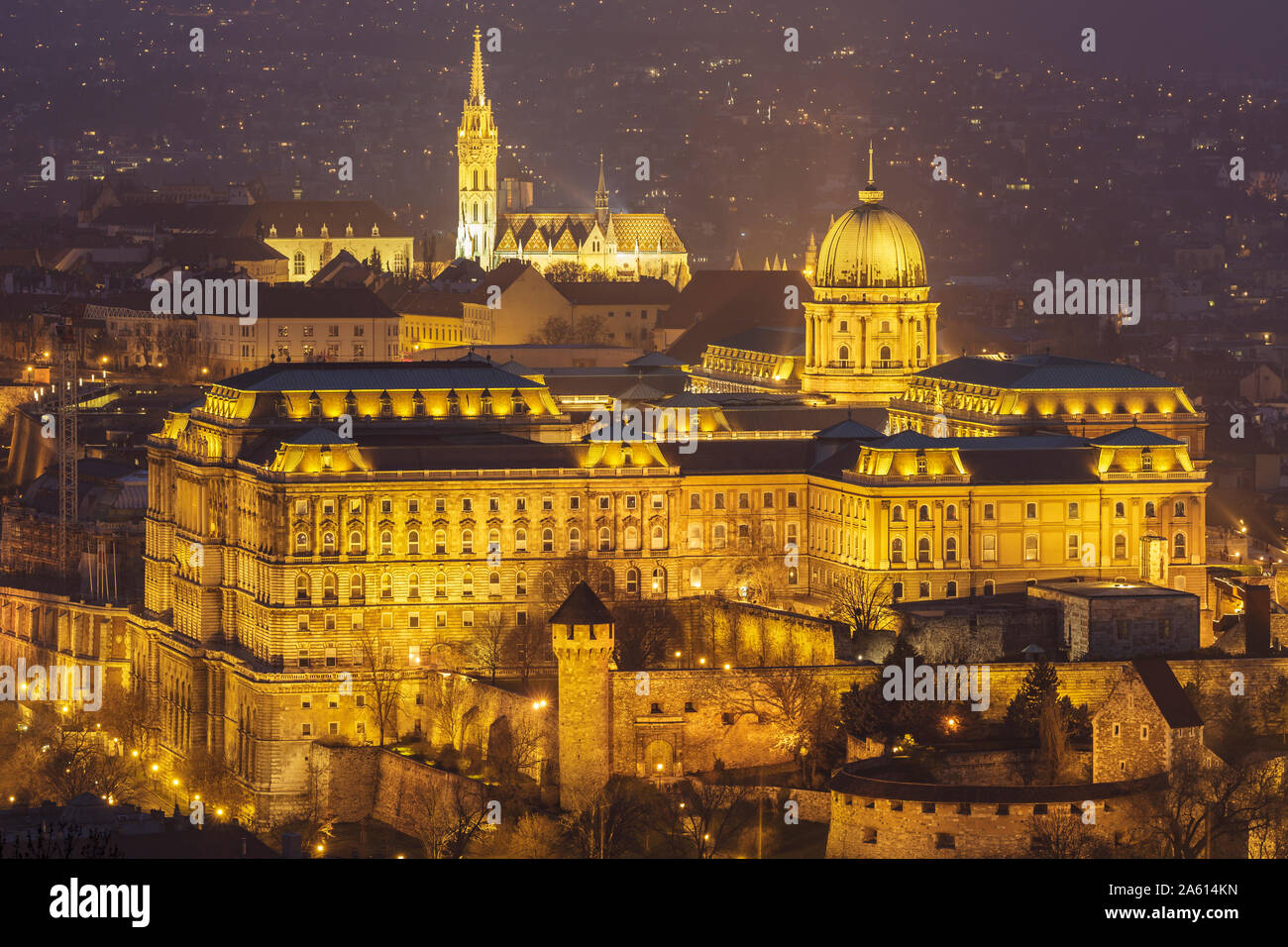 Die Budaer Burg, dem historischen Sitz der ungarischen Könige in Budapest, aus dem 18. Jahrhundert, Weltkulturerbe der UNESCO, Budapest, Ungarn, Europa Stockfoto