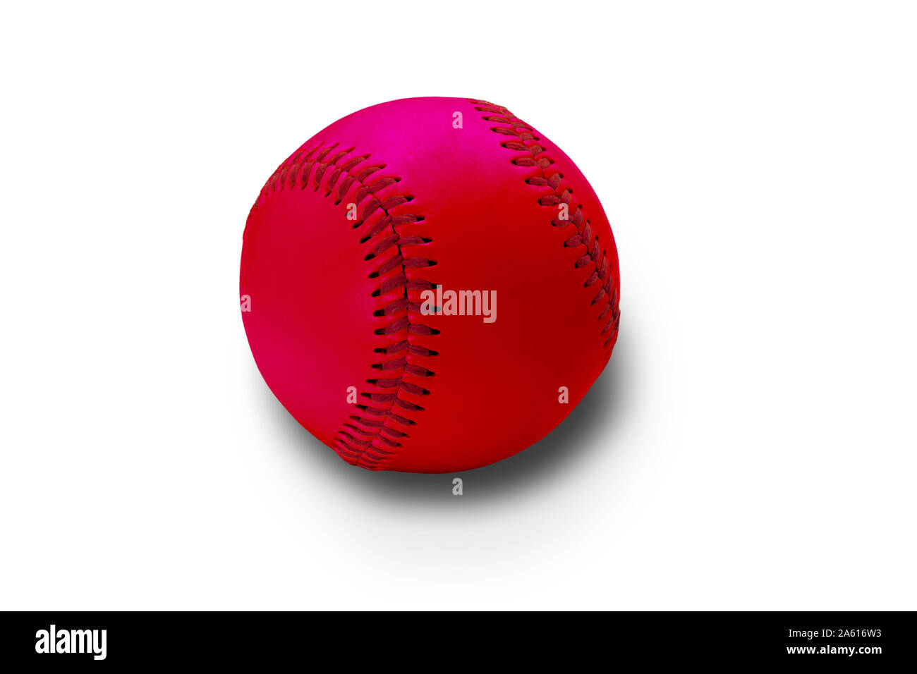 Red baseball ball isoliert auf weißem Hintergrund Stockfoto