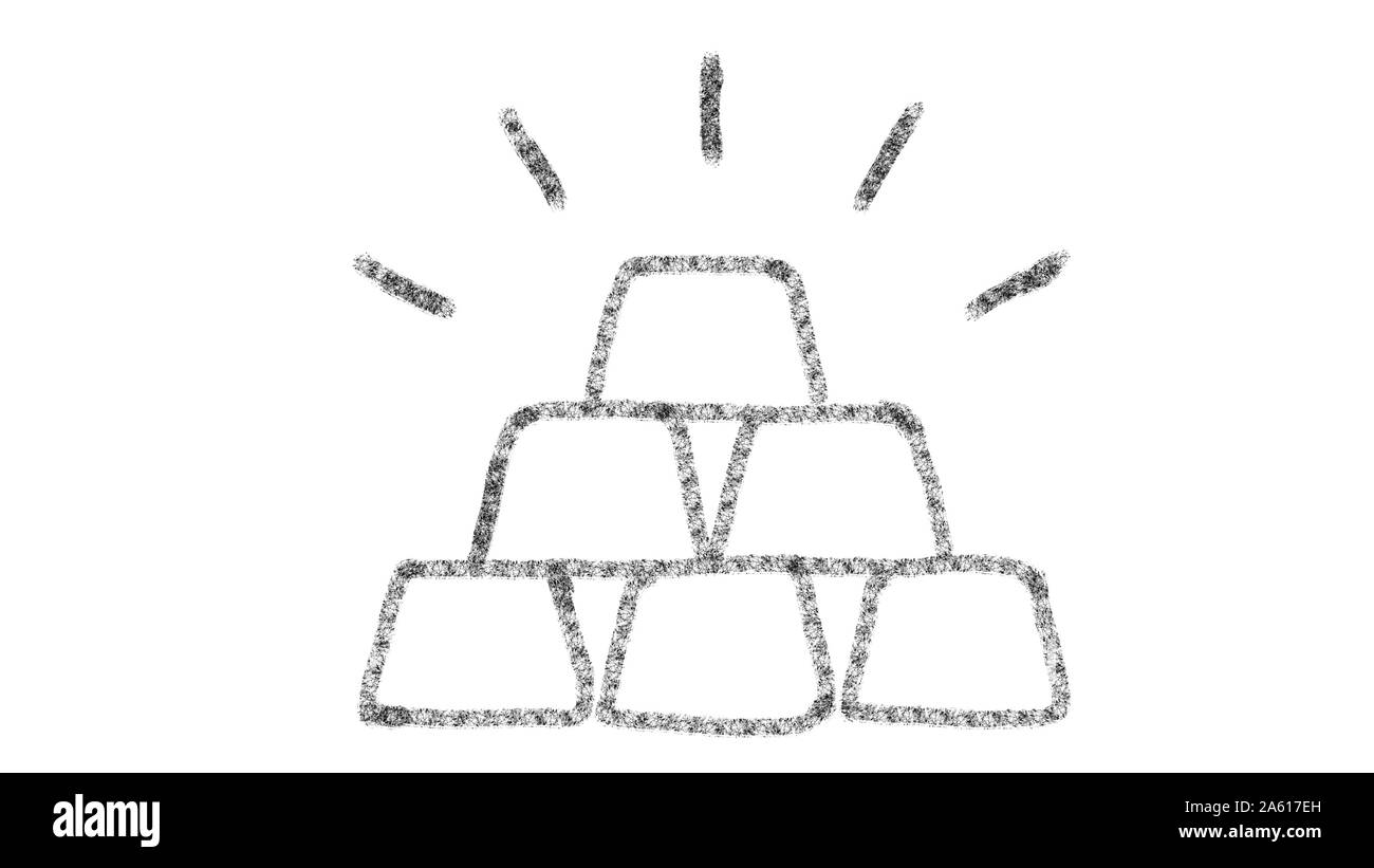 Symbol, Ingots mit Zeichnung Stil auf der Tafel gezeichnet, animierte Material ideal für Compositing und motiongrafics Stockfoto