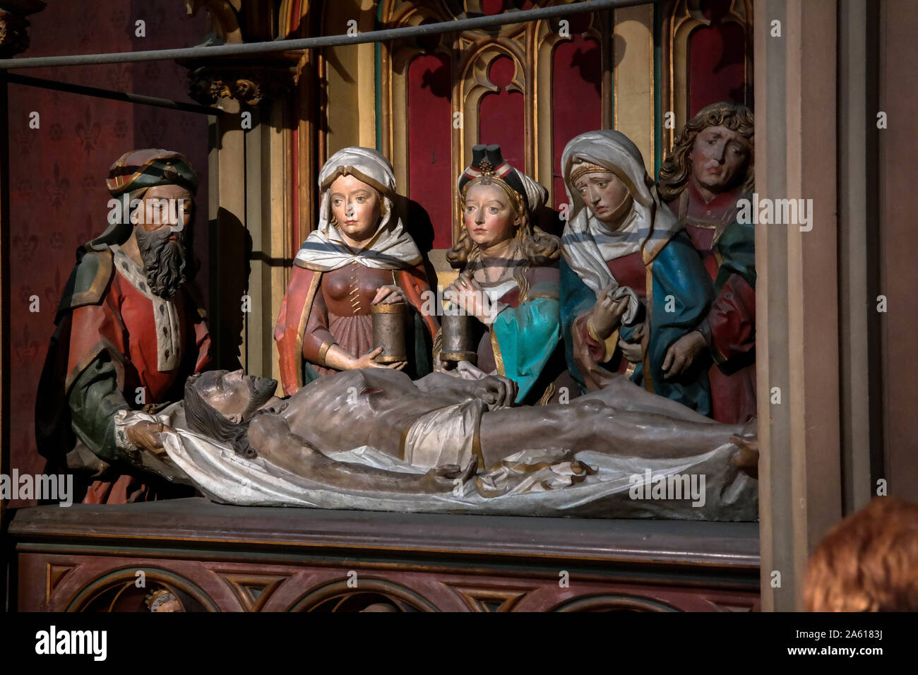 Details der religiösen christlichen Statuen im Inneren der Kirche. Stockfoto