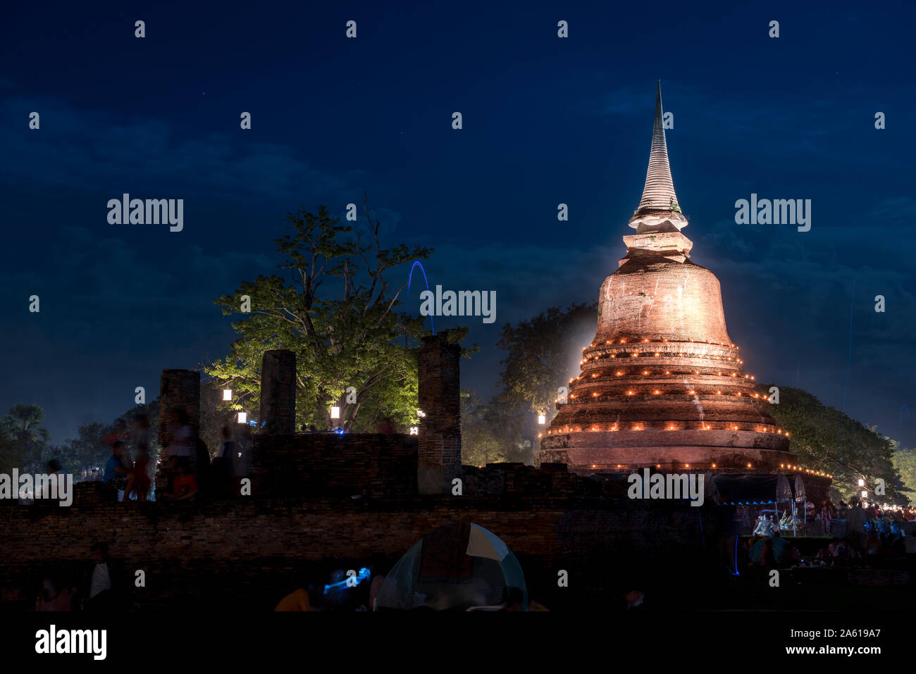 Loi Krathong Festival in Sukhothai Historical Park Stockfoto