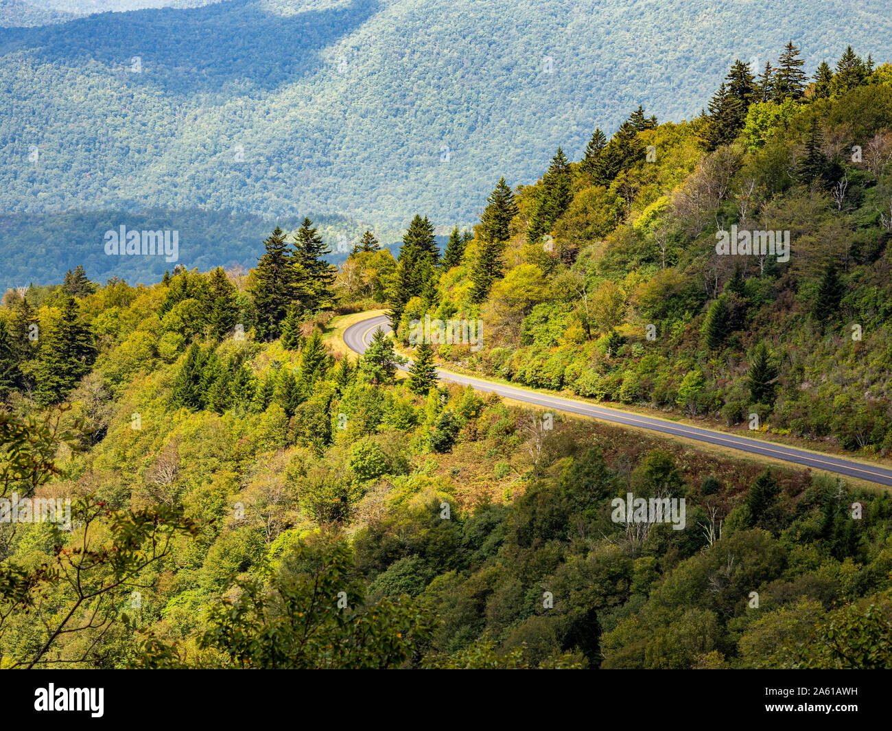 Blue Ridge Parkway in den Smokey Mountains in North Carolina im Unted States Stockfoto