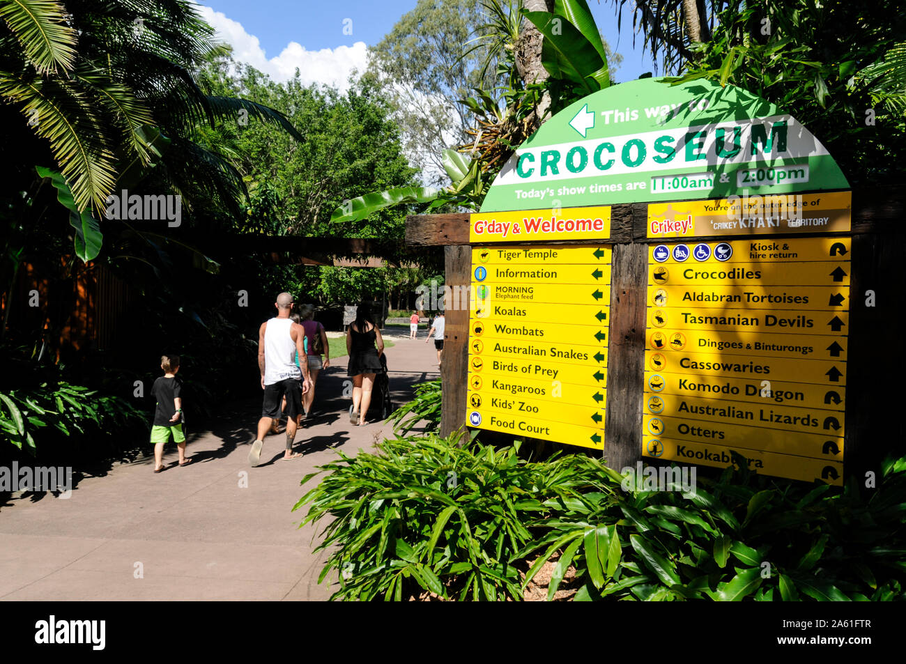 Eine der vielen Brettern an der australischen Zoo in Queensland, Australien. Stockfoto