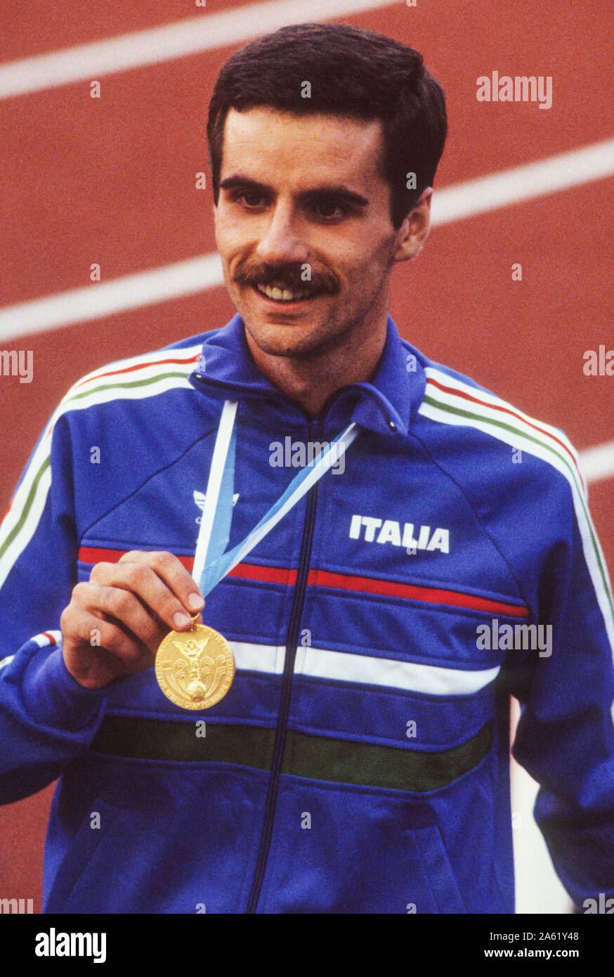 Alberto Cova pensionierte Italienische Langstreckenläuferin Gewinner der 10.000 m bei den Olympischen Sommerspielen in Los Angeles 1984 und Weltmeister in Helsinki 1983 Stockfoto