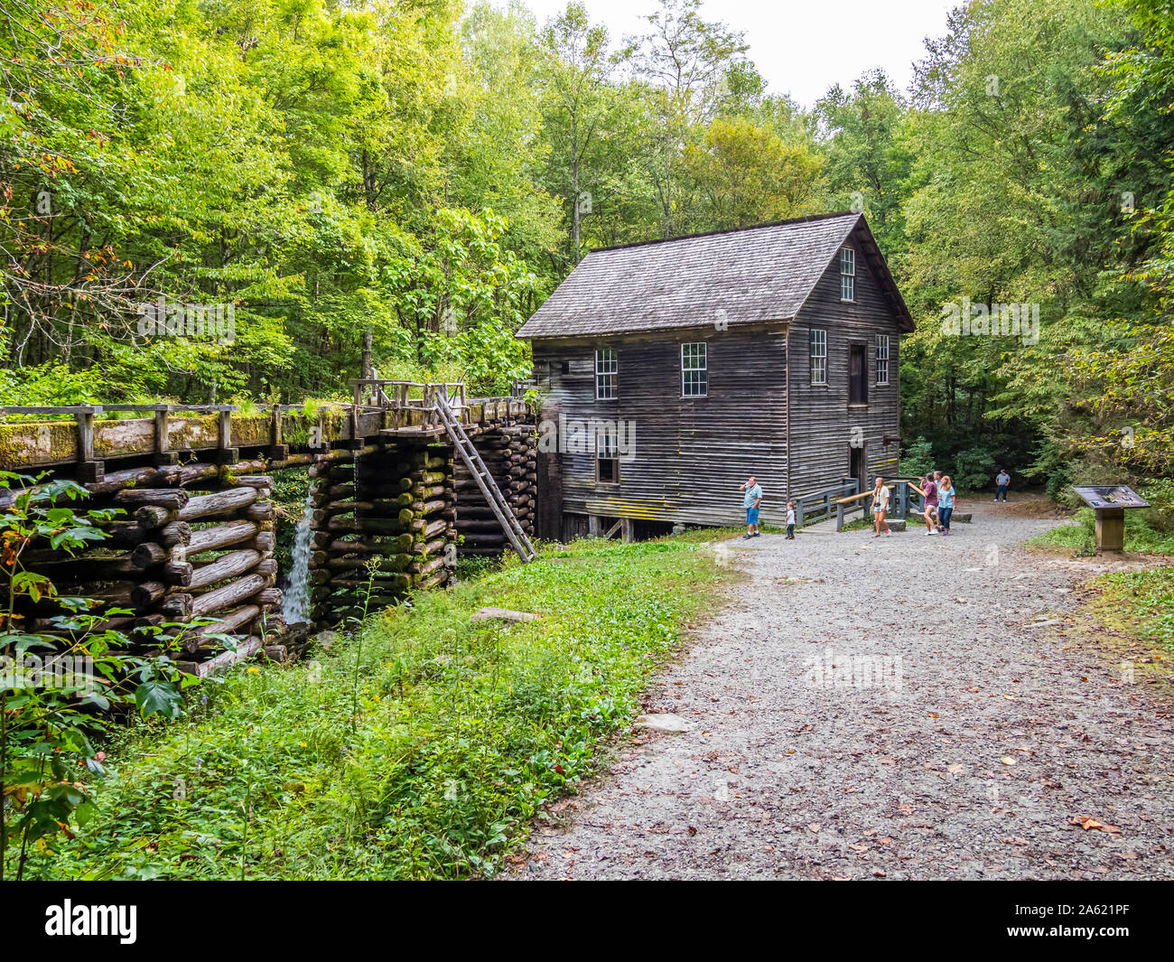 Mingus Mill. Eine historische Grist Mill 1886 in Great Smoky Mountains National Park in North Carolina in den Vereinigten Staaten aufgebaut Stockfoto