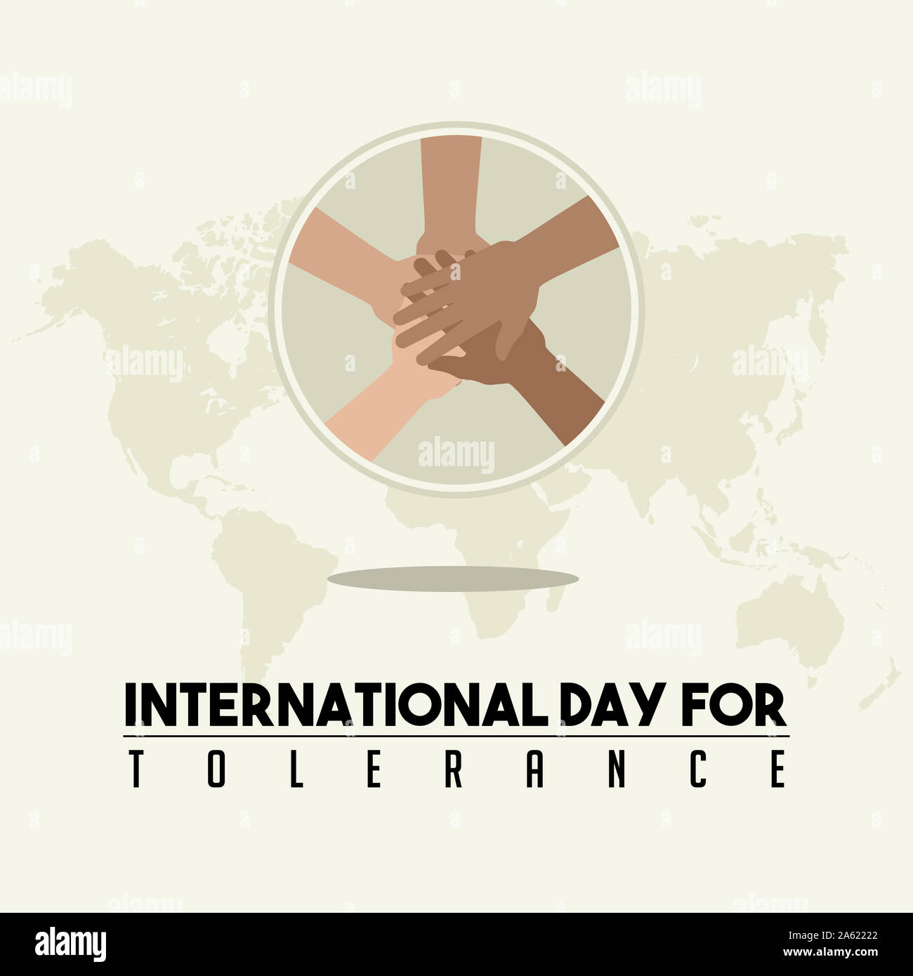 Internationaler Tag für Toleranz mit fünf united Hände vektor design Stockfoto