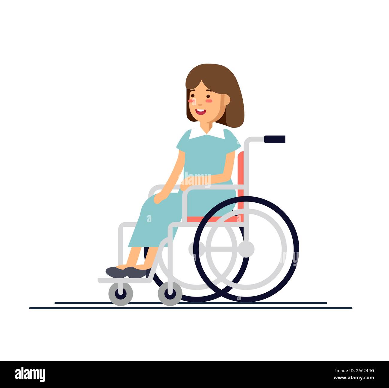 Cute behinderte Mädchen Junge sitzt im Rollstuhl. Behinderte Person. Bunte Flat Style cartoon Vector Illustration. Stock Vektor