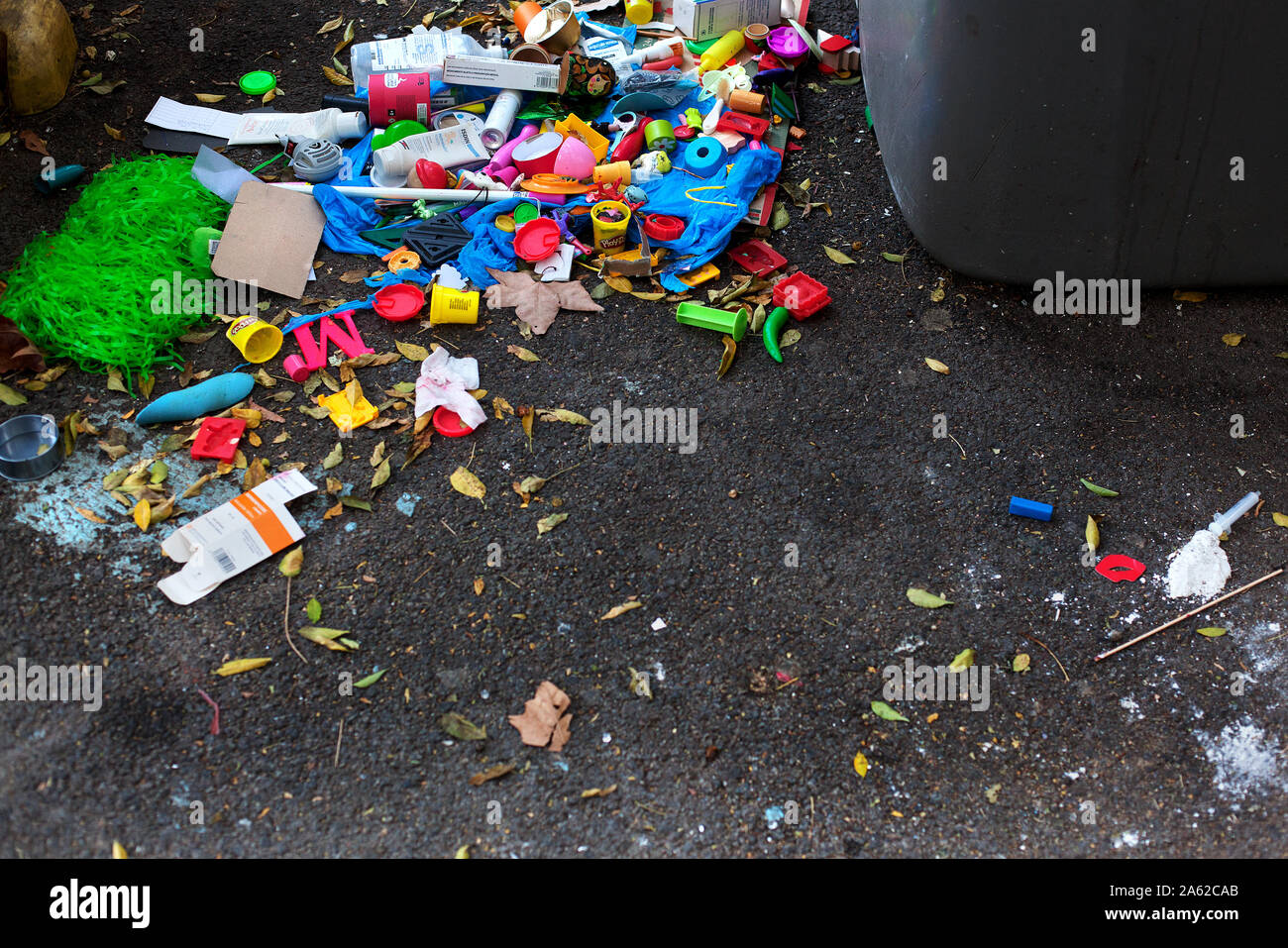 Müll auf der Straße, Barcelona, Spanien. Stockfoto