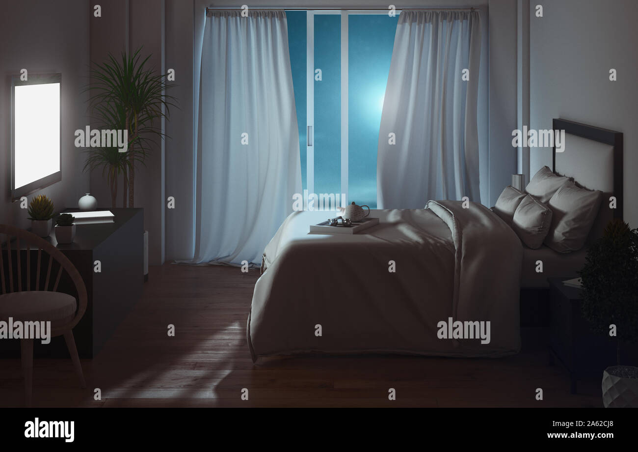 Innenraum luxus Design. Moderne Schlafzimmer. 3D-Rendering Stockfoto