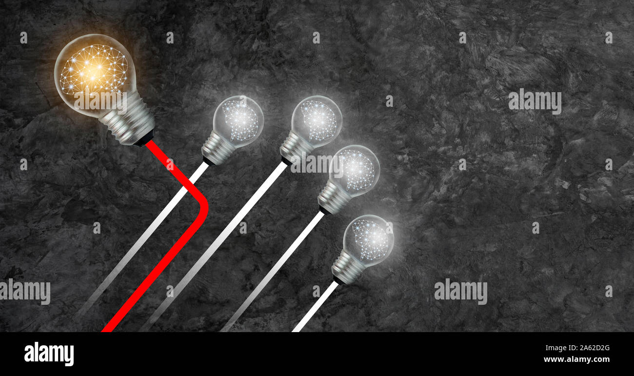 Die andere Richtung die Lampe mit dem Gehirn ist innen an der Front, und es ist eine andere. Stockfoto