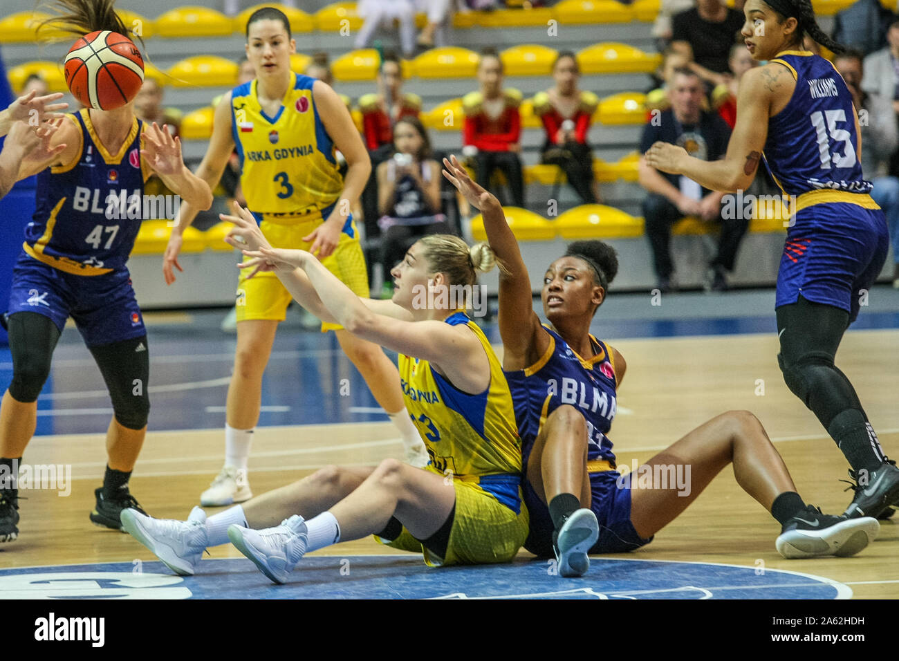 Gdynia, Polen. ,. Stephanie Mavunga (23) der BLMA in Aktion während der euroleague Frau Basketballspiel zwischen Arka Gdynia (Polen) und Korb Montpellier Montpellier (Frankreich) in Gdynia, Polen vom 23. Oktober 2019 Credit: Vadim Pacajev/Alamy Live Nachrichten gesehen ist Stockfoto