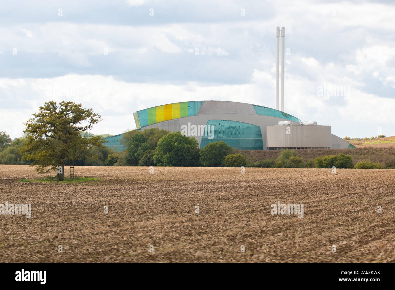 Ardley Energy Recovery Facility konvertieren nicht verwertbare Abfälle in Energie, Bicester, Oxfordshire, England, Großbritannien Stockfoto