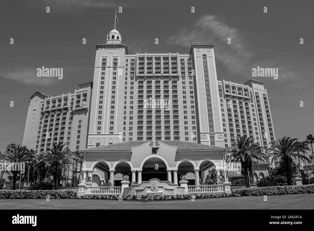Orlando, Florida. Juli 16, 2019. Panoramablick auf das JW Marriott Hotel an der John yaung Parkway Bereich Stockfoto