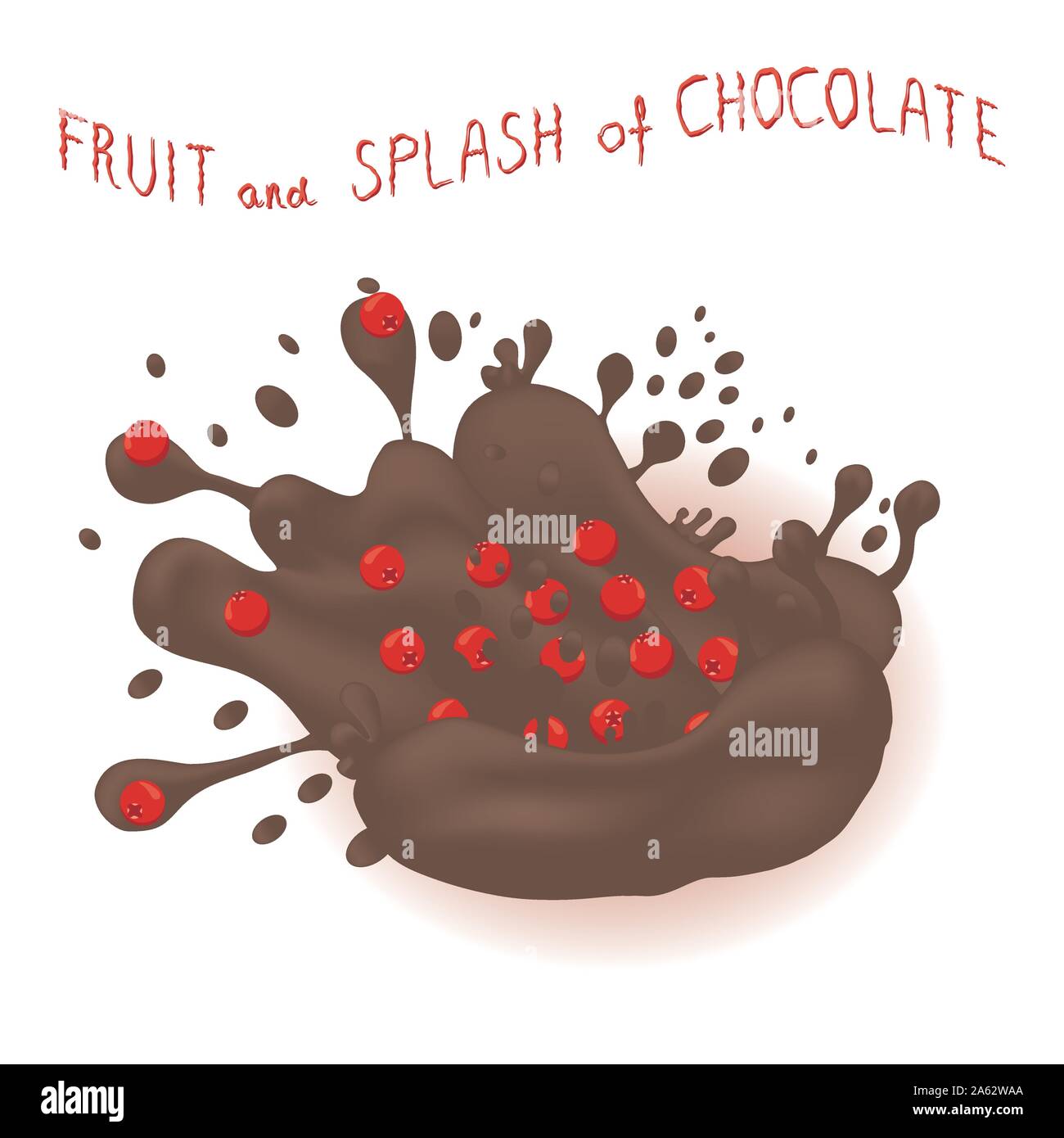 Abstract Vector Illustration logo reife rote Beere Cranberry, Spritzen der drop Schokolade. Cranberry Muster bestehend aus Spritzer Tropfrohr-strömung Flüssigkeit Chocol Stock Vektor