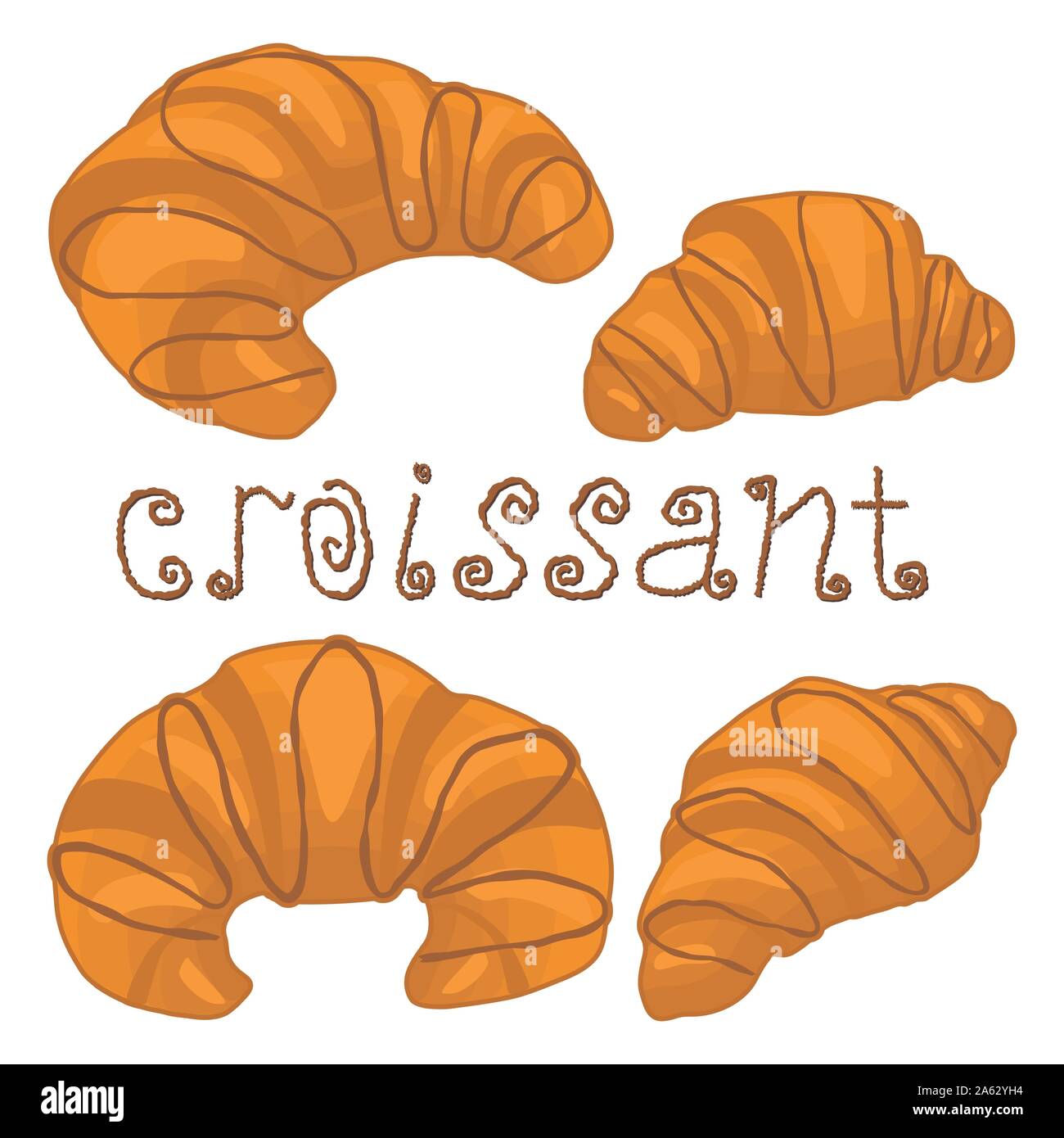 Vektor icon Abbildung: Logo für frische Französische Croissants, Gebäck am Morgen Frühstück. Croissant Muster, die aus natürlichen Süße Produkt. Essen Stock Vektor