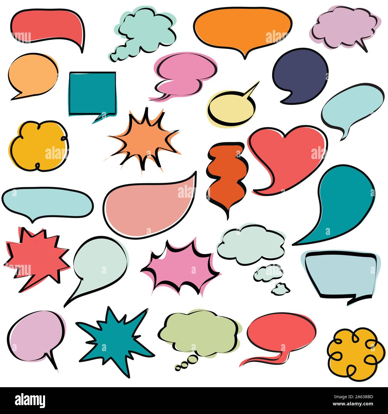 Bunte comic Sprechblasen, Dialoge Stock Vektor