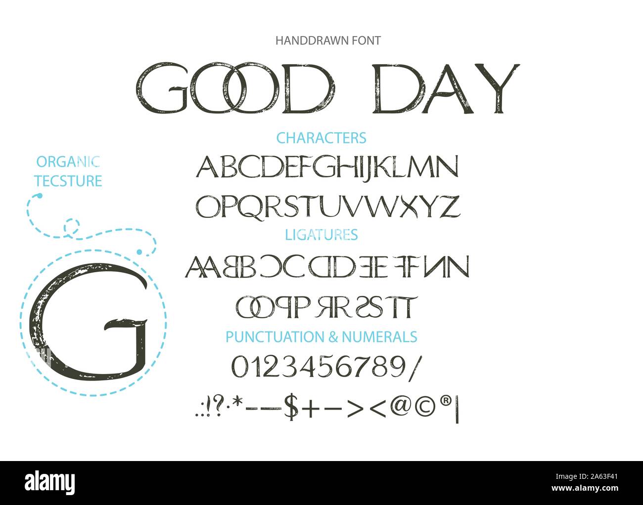 Handdrawn kalligrafischen Vektor Großbuchstaben Font. Not grunge Textur. Moderne Kalligraphie geben. ABC Typografie lateinische Alphabet mit Ligaturen. Stock Vektor