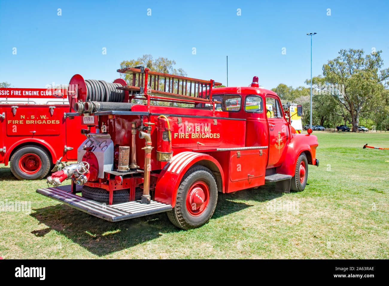 Restaurierten alten Bedford Feuerwehr Motor. Stockfoto